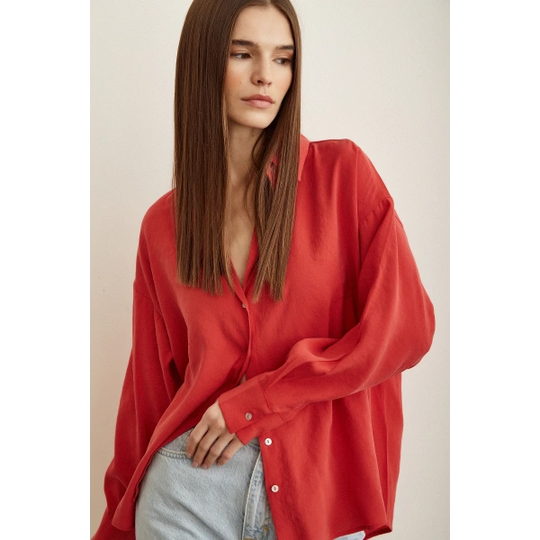 Basic Modal Gömlek Mercan