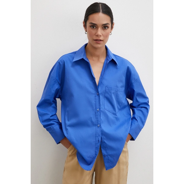 Pamuklu Klasik Gömlek İndigo