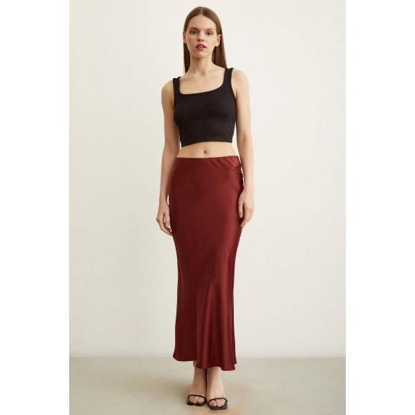 Verev Saten Etek Bordo