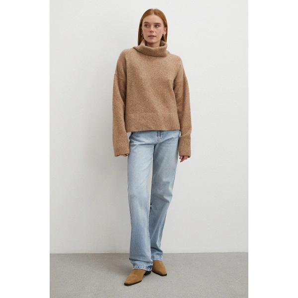 Yüksek Bel Straight Fit Jean Buz Mavisi