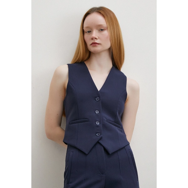 Astarlı Kuplu Yelek Lacivert
