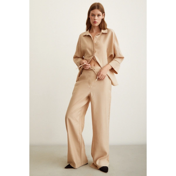 Beli Lastikli Pantolon Bej