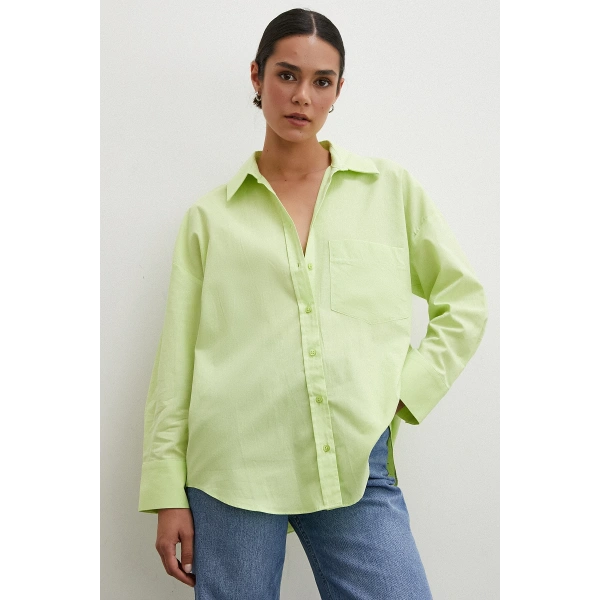 Regular Fit Poplin Gömlek Yeşil