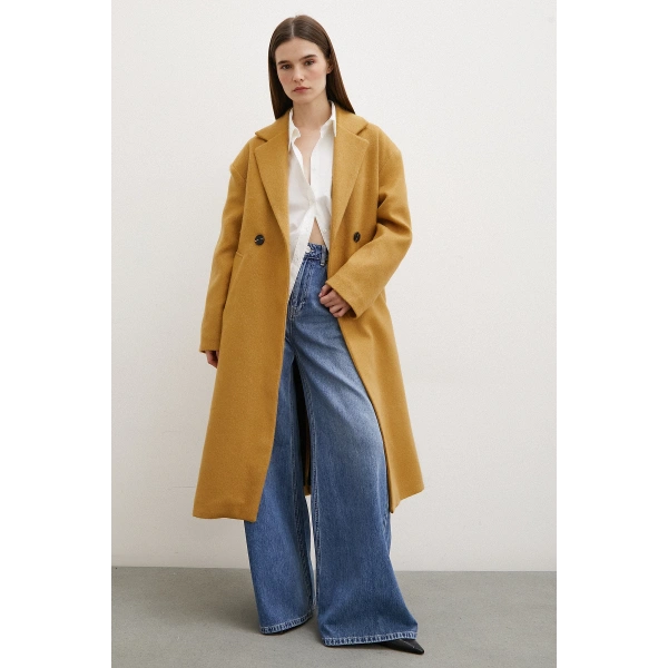 Midi Boy Tüylü Kaban Kahve