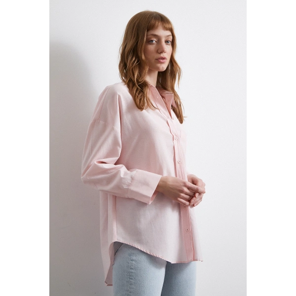 Helen Poplin Gömlek Pembe