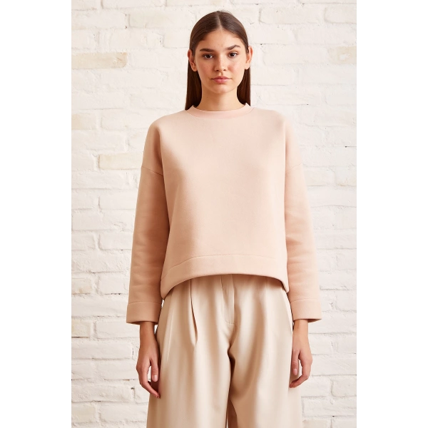 Bisiklet Yaka Oversize Sweatshirt Somon