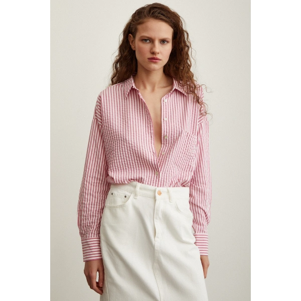 Çizgili Gömlek Pembe