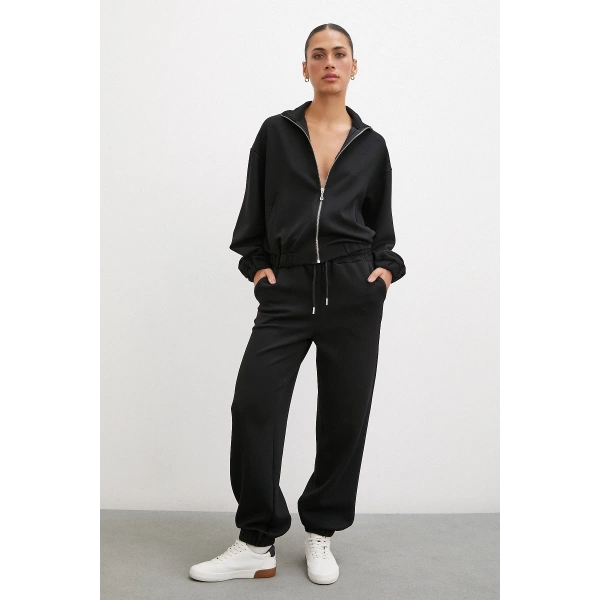 Lastikli Cepli Eşofman Altı Siyah