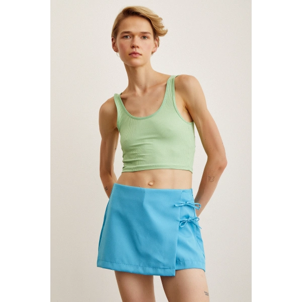 Askılı Crop Bluz Yeşil