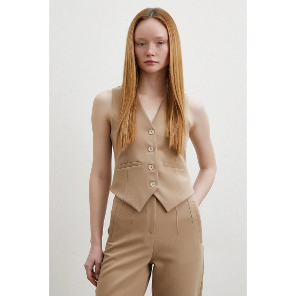 Astarlı Kuplu Yelek Vizon