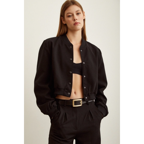 Astarlı Çıt Çıtlı Mont Siyah