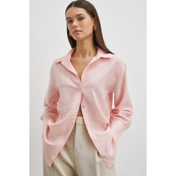 Viskon Pamuk Gömlek Pembe