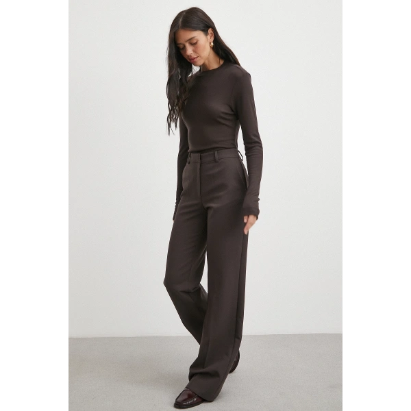 Yüksek Bel Klasik Pantolon Kahve