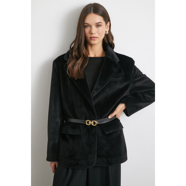 Kemer Tay Flock Ceket Siyah