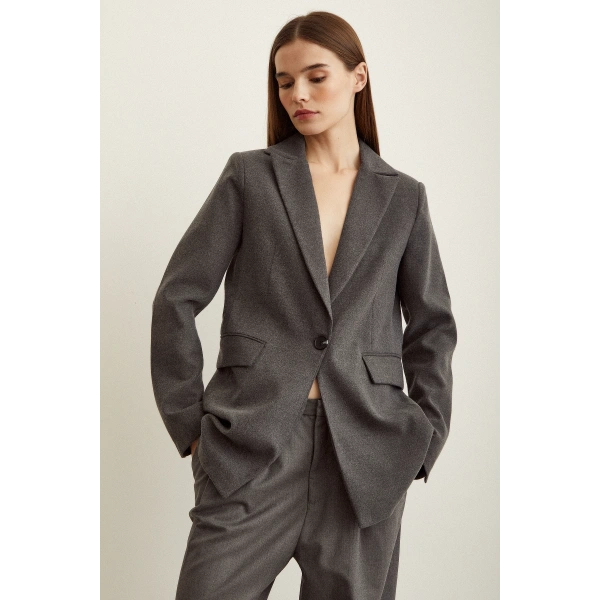 Slim Fit Blazer Ceket Gri