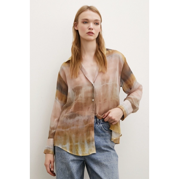 Krinkıl Desenli Gömlek Taş