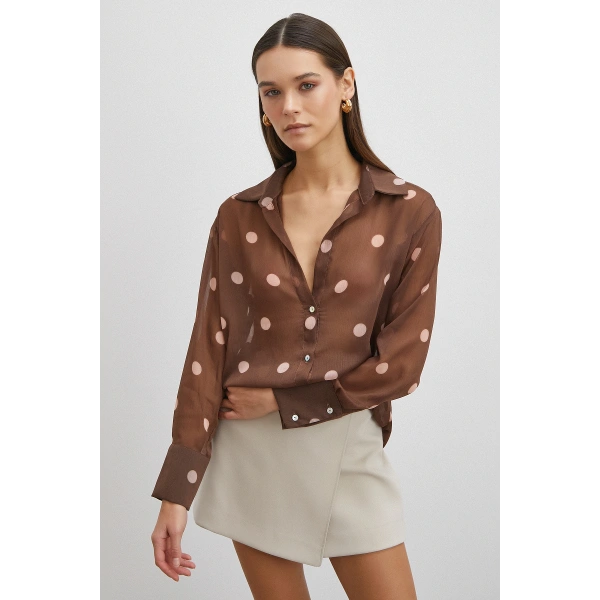 Desenli Yoryo Gömlek Kahve