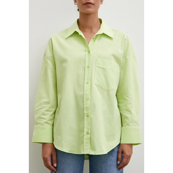 Regular Fit Poplin Gömlek Yeşil