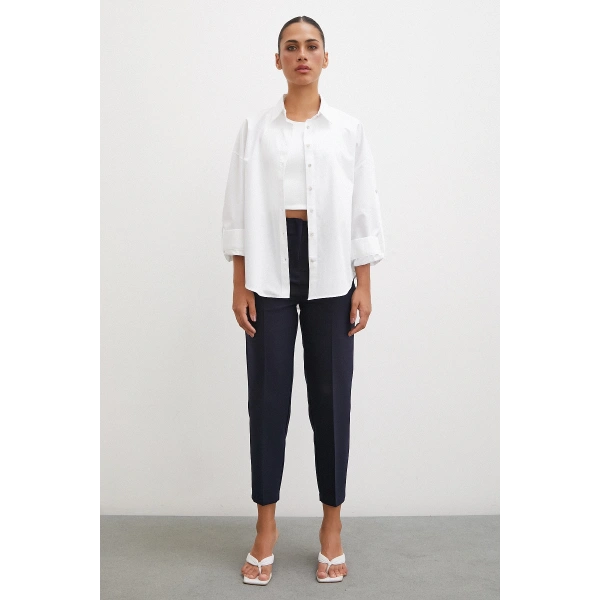 Kol Apoletli Gömlek Beyaz