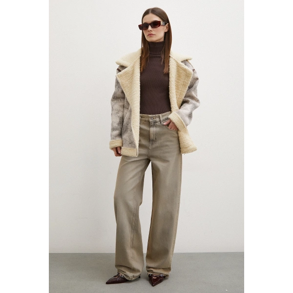 Yüksek Bel Wide Leg Jean Taş