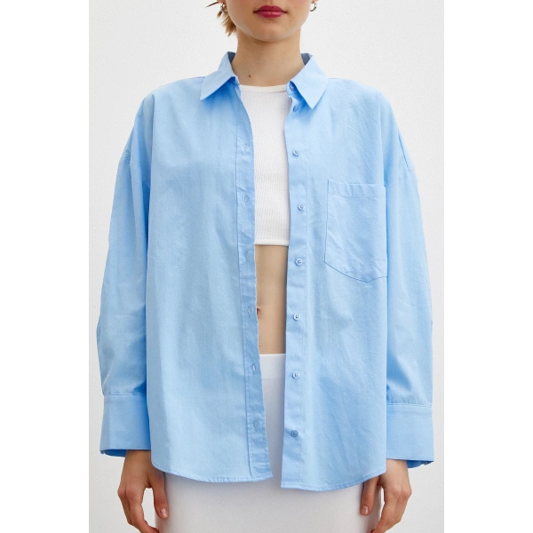 Regular Fit Poplin Gömlek Açık Mavi