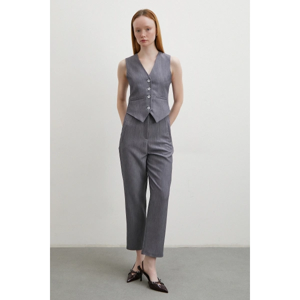 Önü Pensli Skinny Kumaş Pantolon Antirasit