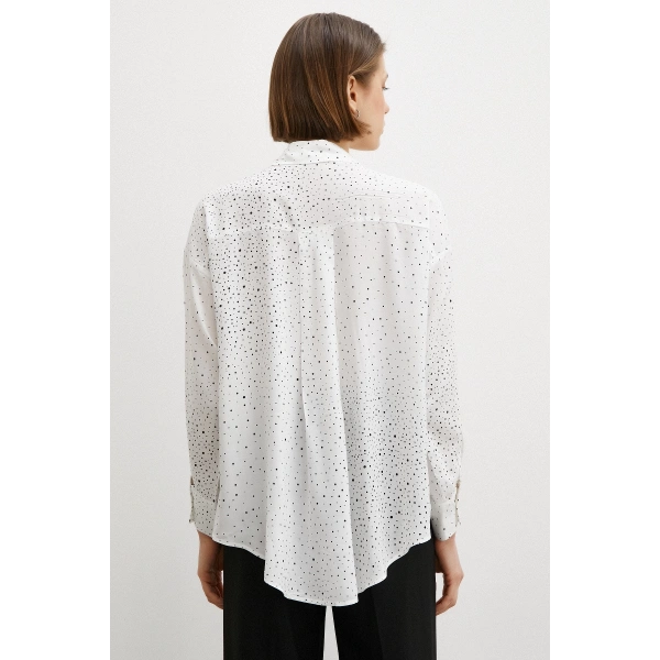Puantiyeli Gömlek Beyaz