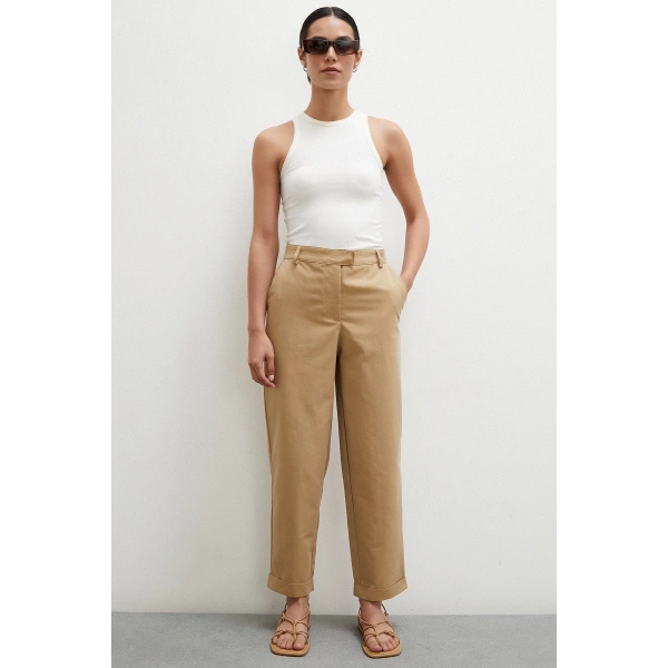 Duble Paçalı Pantolon Bej