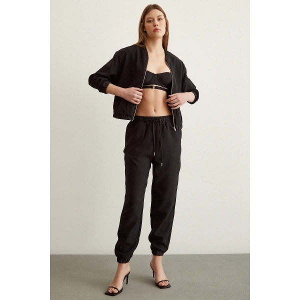 Likralı Eşofman Takımı Siyah