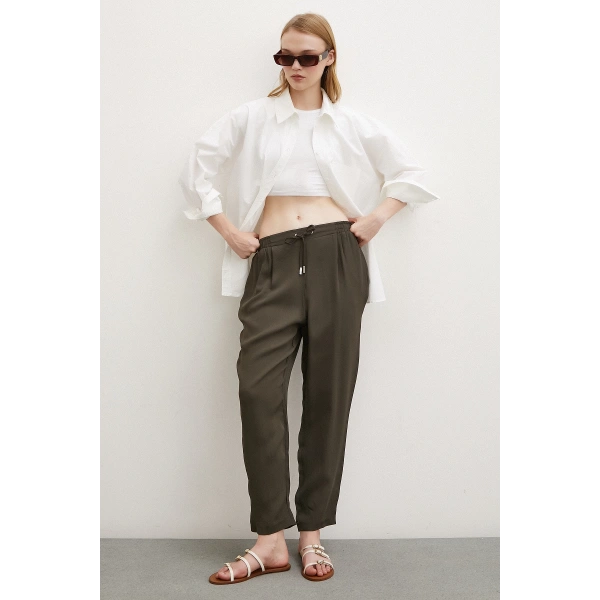 Beli Lastikli Boru Paça Pantolon Haki