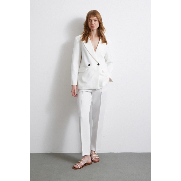 Klasik Poliviskon Ceket Ekru