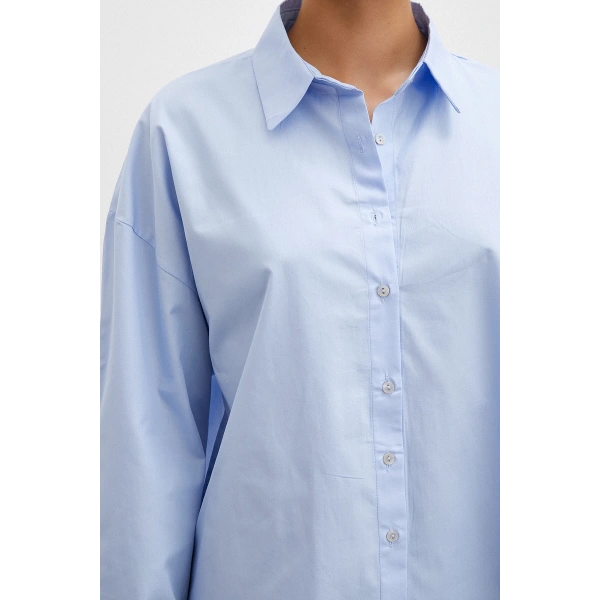 Kol Apoletli Gömlek Mavi