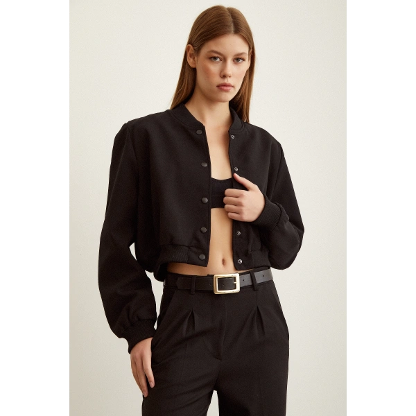 Astarlı Çıt Çıtlı Mont Siyah