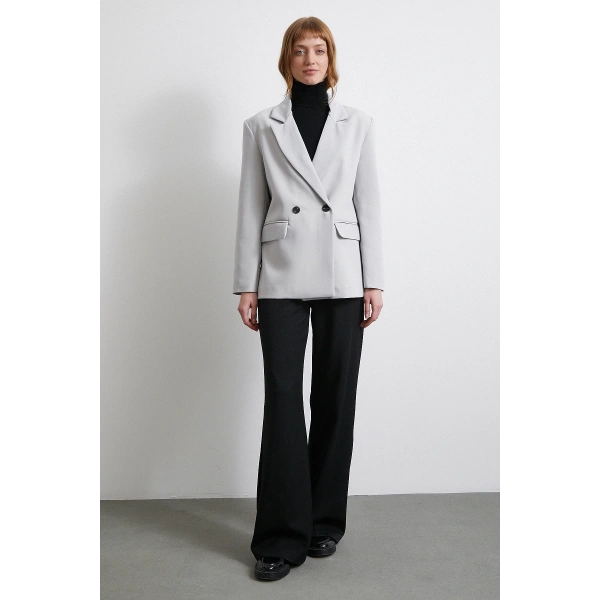 Klasik Poliviskon Ceket Gri