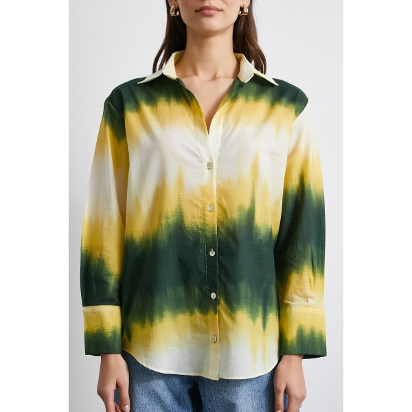 Degrade Desenli Gömlek Yeşil