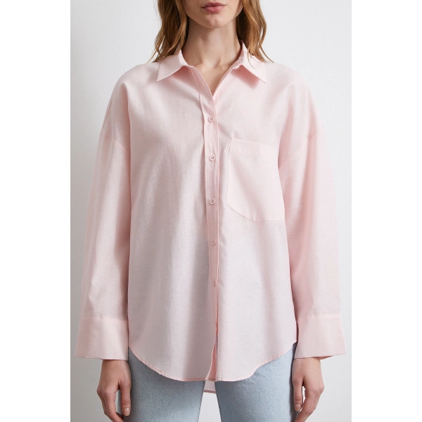Helen Poplin Gömlek Pembe