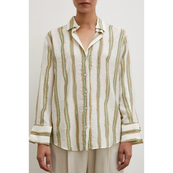 Bambu Çizgili Gömlek Yeşil