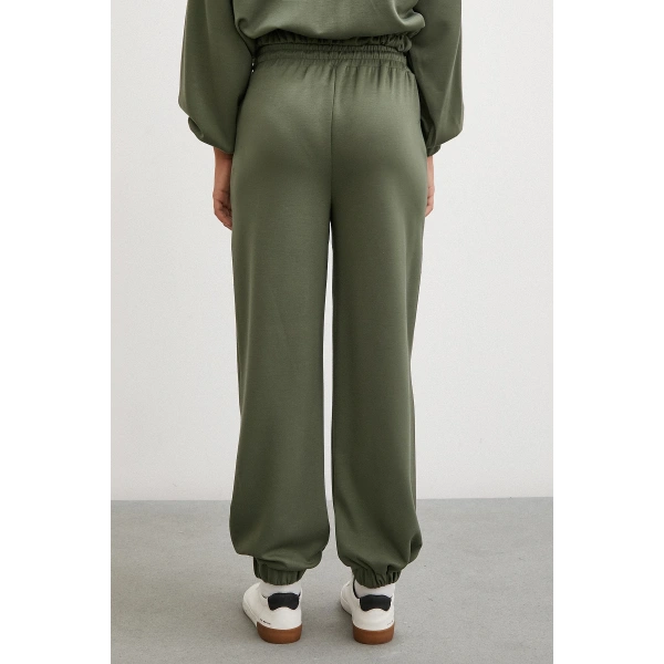 Lastikli Cepli Eşofman Altı Haki