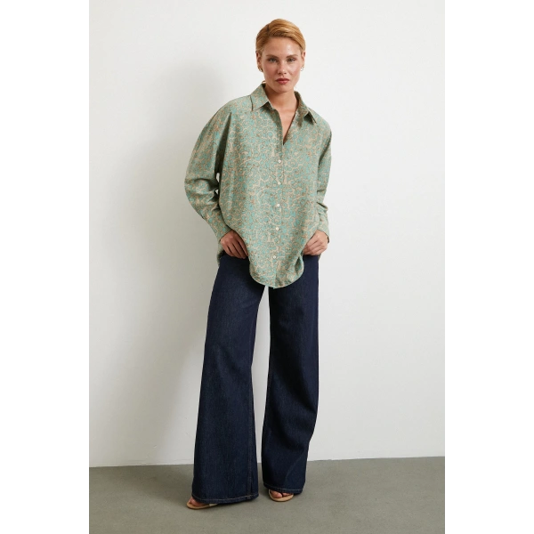 Leopar Desen Javanez Gömlek Fuşya