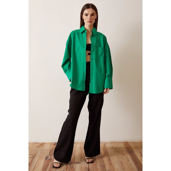 Klasik Poplin Gömlek Yeşil