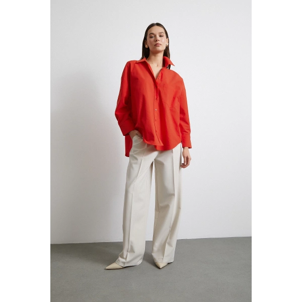 Must Have Poplin Gömlek Kırmızı
