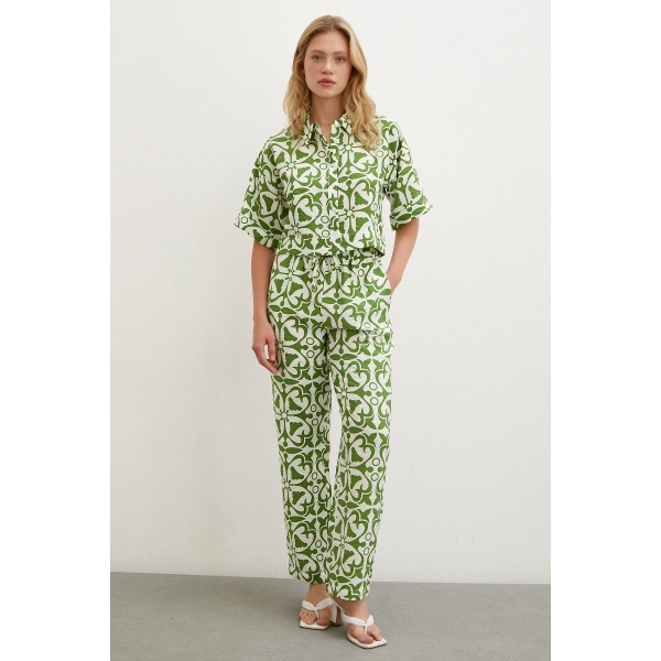 Kısa Kollu Crop Gömlek Yeşil