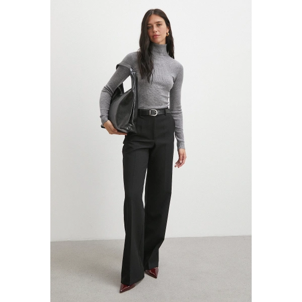 Yüksek Bel Klasik Pantolon Siyah