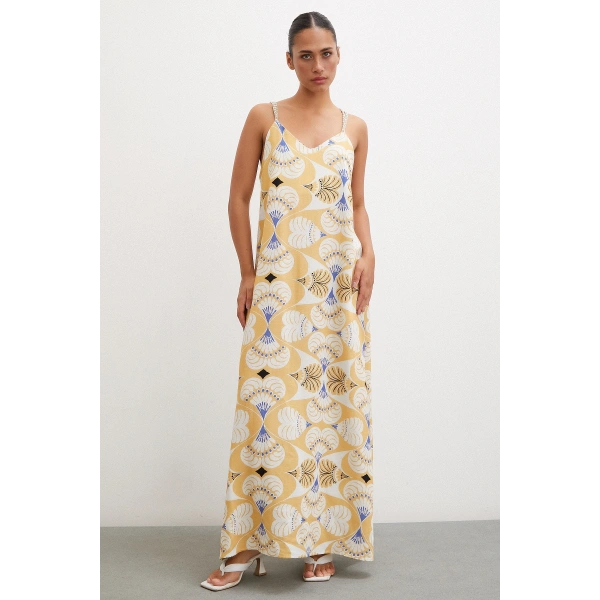 İp Askılı Elbise Hardal