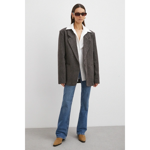 Orta  Bel Likralı İspanyol Paça Jean Mavi