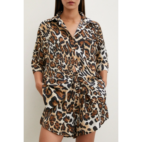 Tek Cep Çizgili Şortlu Takım Haki