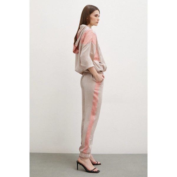 Yanı Şeritli Jogger Eşofman Altı Bej