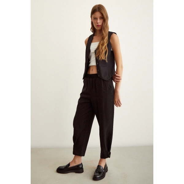 Lastikli Salaş Pantolon Siyah