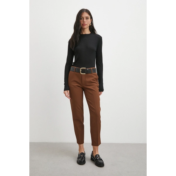 Kemer Havuç Paça Pantolon Kahve