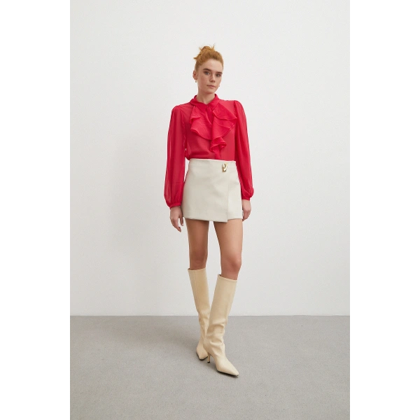 Fırfırlı Gömlek Fuşya